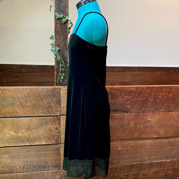 Vintage 90’s Rocket Candy Asymmetrical Velvet Witchy Gothic Dress w/ Mesh Trim - Picture 4 of 10